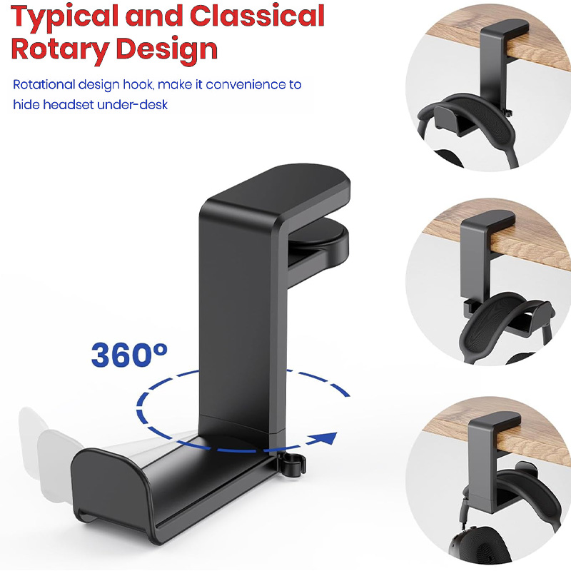 Headphone Hook Under - Zonder Punch Tafel Haak Hoofdtelefoonhouder 360