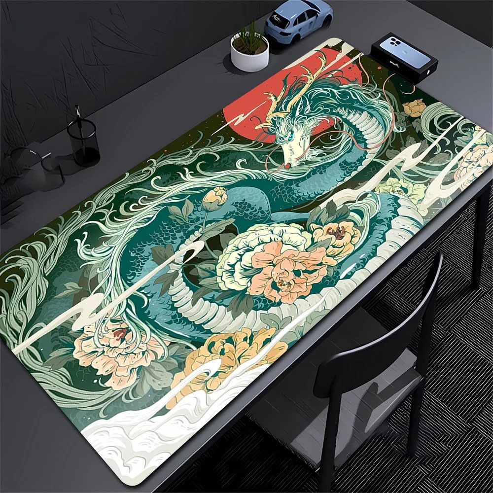 Desk Setup Gaming Pc - Eastern Dragon Peony Flower Bureaumat Grote