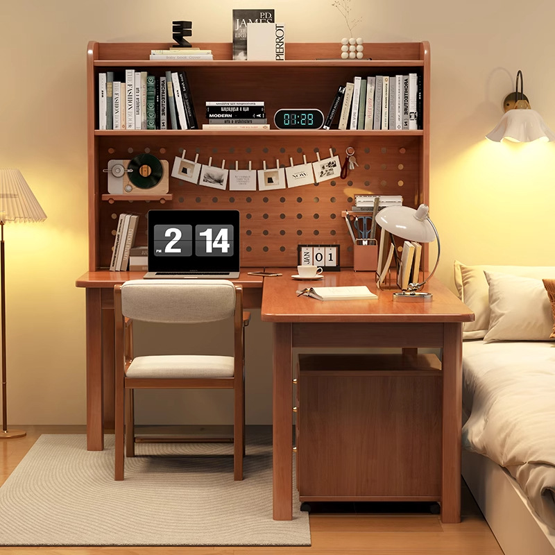 Desk Setup Corner - Modern 7-delige L-vormig bureau van massief