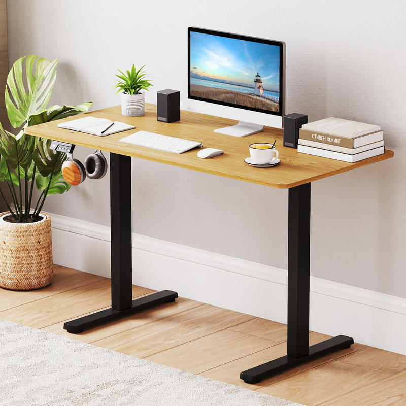 Elektrisch sta-bureauframe, in - Desk Setup Black And Wood recensie en prijs