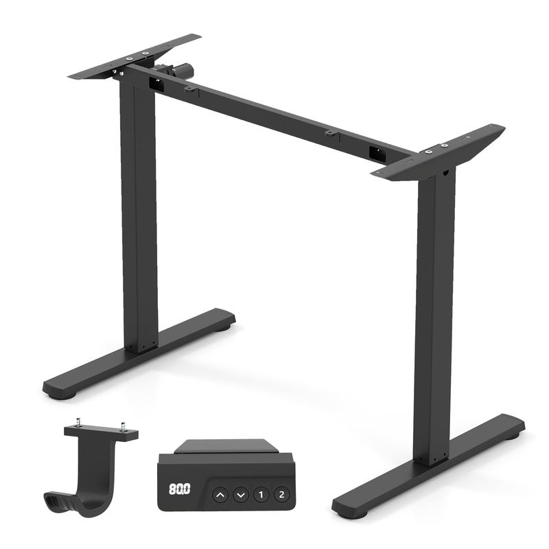 Elektrisch sta-bureauframe, in - Desk Setup Black And Wood recensie en prijs