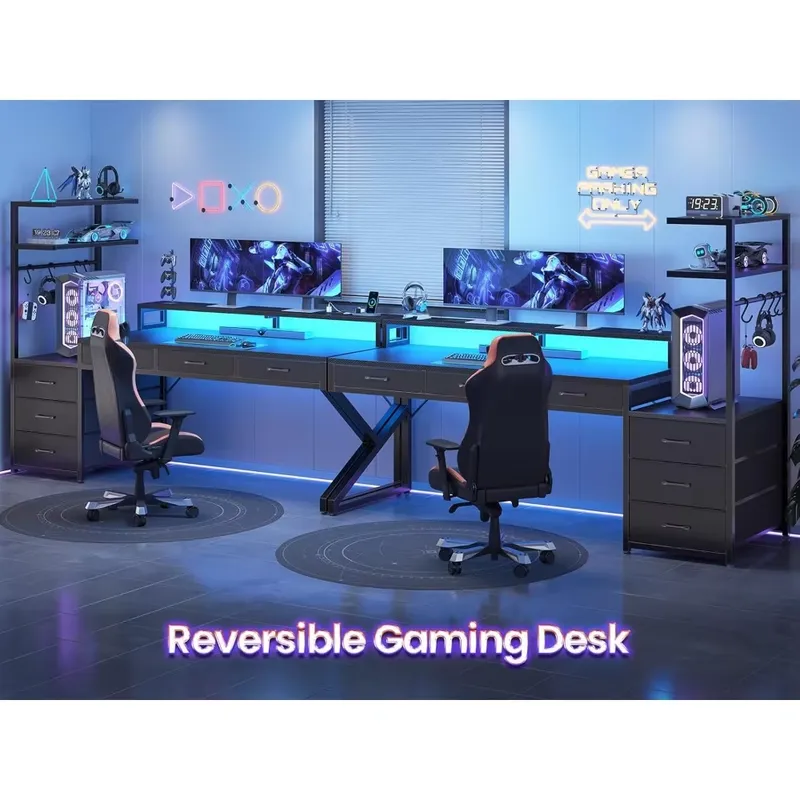 55 inch gaming bureau met 6 la - Desk Setup Corner recensie en prijs