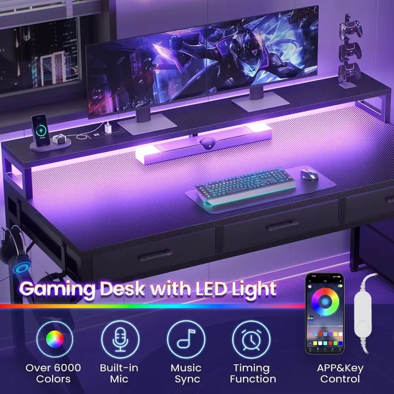 55 inch gaming bureau met 6 la - Desk Setup Corner recensie en prijs