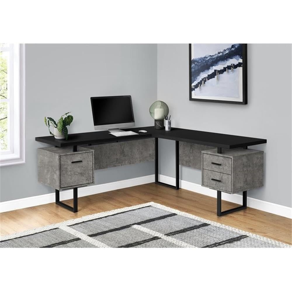 L-vormig 70-computerbureau met - Desk Setup Black And Wood recensie en prijs