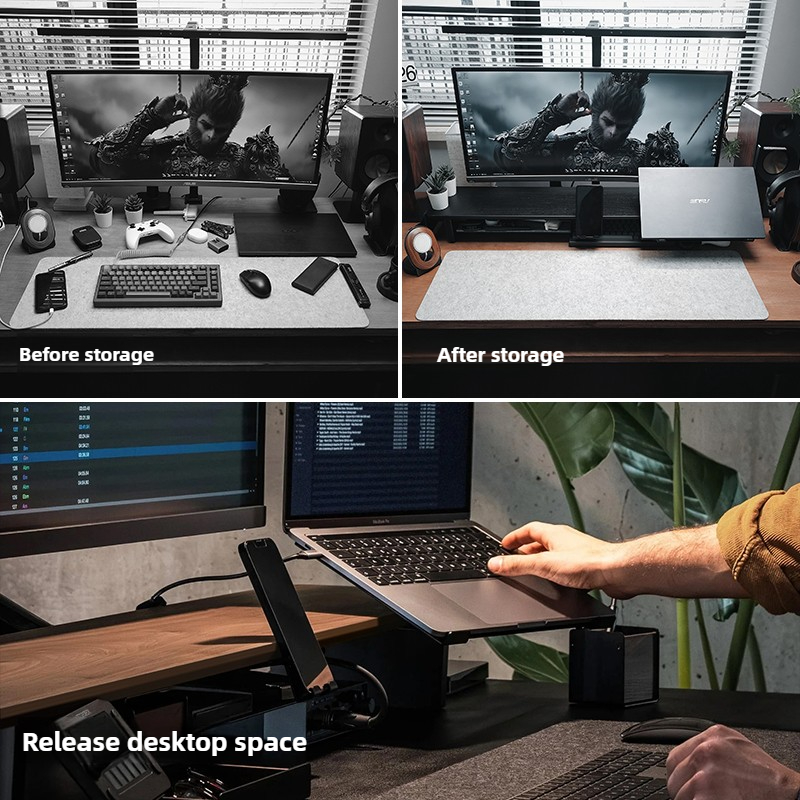 Modulaire monitorverhoger Ergo - Desk Setup Black And Wood recensie en prijs